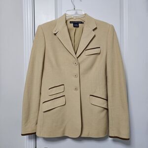Ralph Lauren Sport Equestrian Style Jacket Blazer Women's 12 Leather Elbows